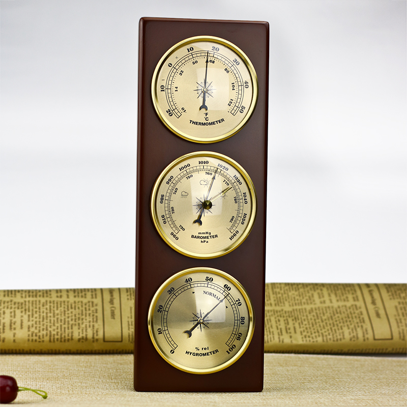 3Pcs/Set Hygrometer Manometer Thermometer Barometer With Wooden Gift Ornaments/Weather Station Instrument-image-418563291