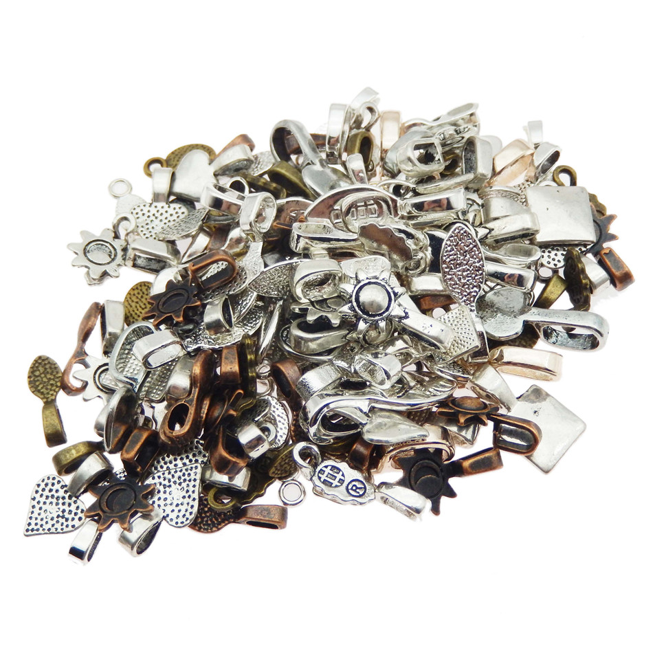 100pcs Mix Color Style Spoon Glue on Bail for Earring Bails or Scrabble and Glass Pendants Charms Connector Jewelry-image-427894650
