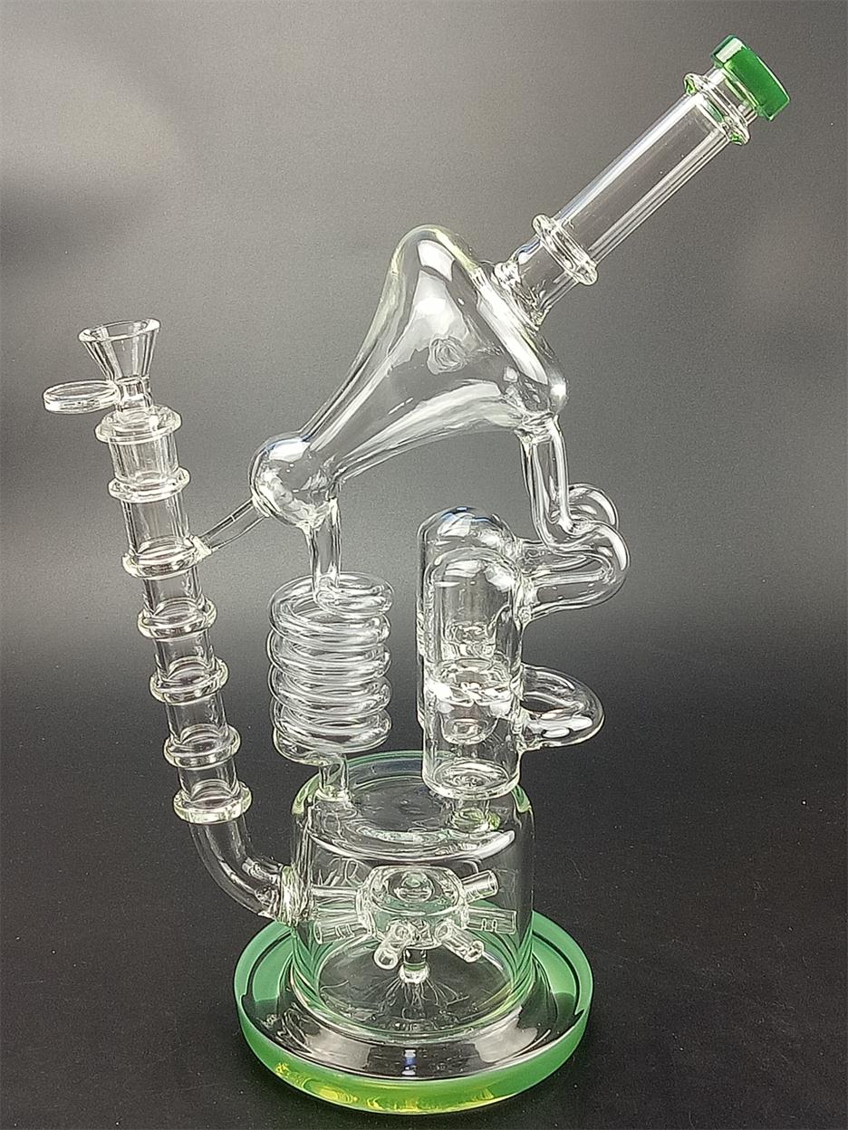

Hot Sale Rig Filter Cup Recycler Smoking Bongs 13.3"inch Tall Bubbler Glass Bongs Dab Beaker Water Pipe Hookahs 14.5mm Joint