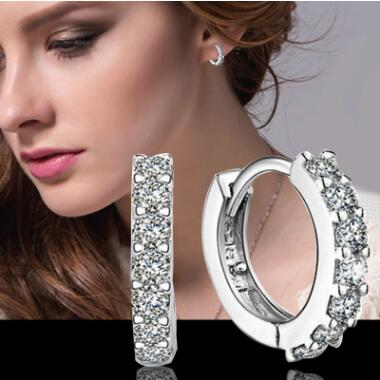 Boucles d'oreilles créoles en argent sterling avec diamant 925, belles femmes, mariage / fiançailles, boucles d'oreilles, boucles d'oreilles rond