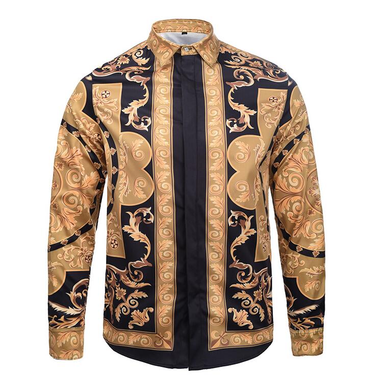 camisas de seda estampadas para hombre