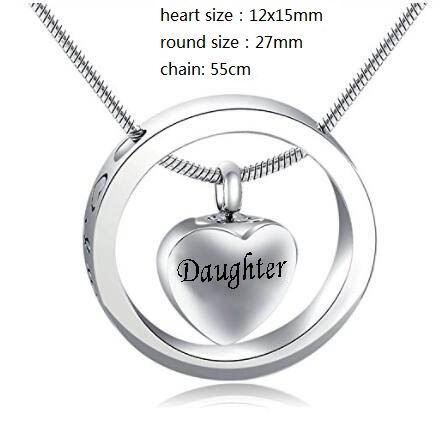 

custom made a variety of names personality round heart ashes urn cremation funeral pendant necklace fashion jewelry accessories
