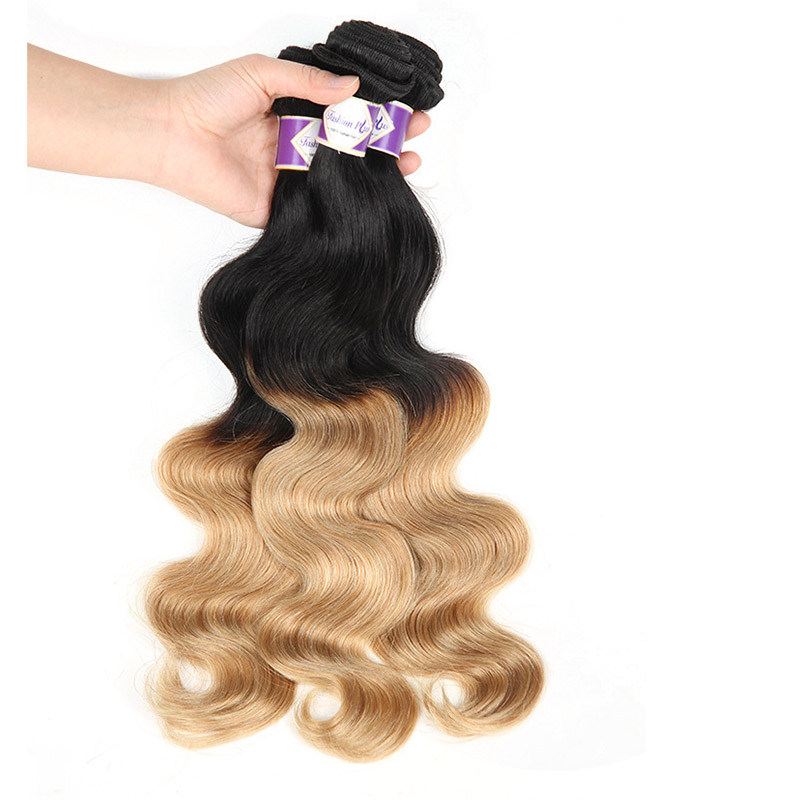 

Colored Peruvian Virgin Hair Body Wave 3 Bundles Ombre Honey Blonde Hair Weaves Wefts 1B/27 Ombre Human Hair Extensions, Ombre color