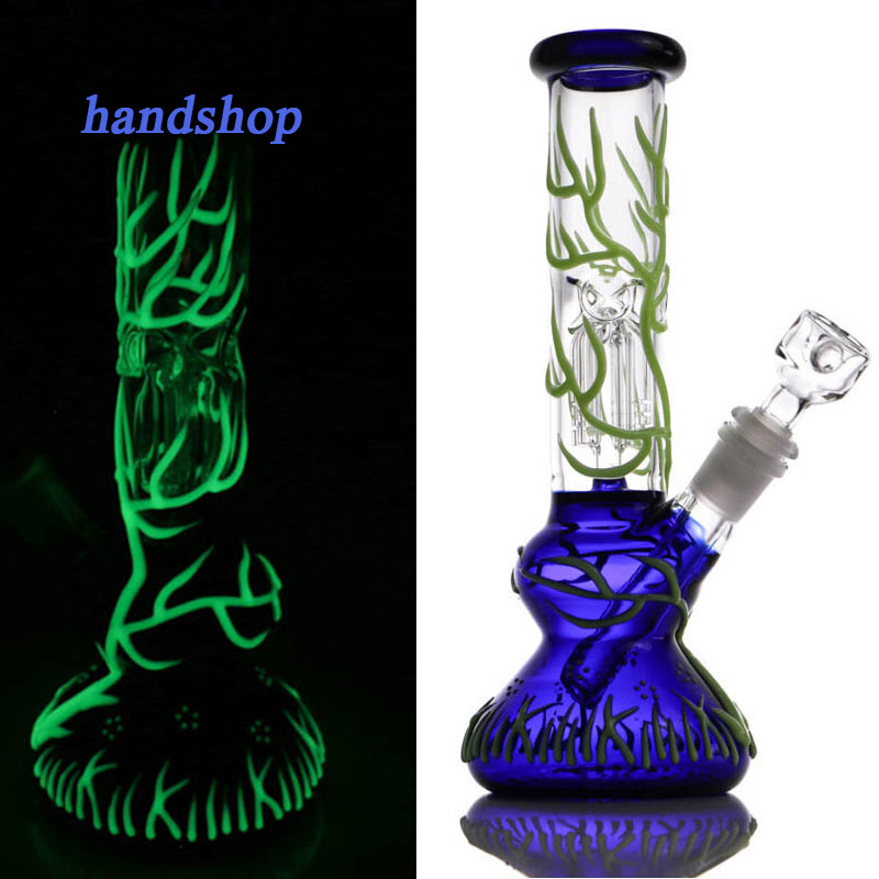 

Glow in the Dark Bong Luminous Glass Beaker Bong Beautiful Waterpipe with Downstem and Bowl Dab Rigs Gourd shaped Glowing bongs