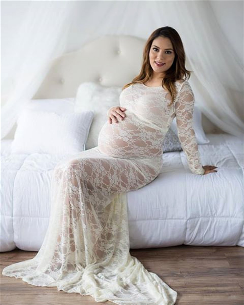 

Maternity Photography Props Clothes Pregnancy Dresses For Pregnant Women Clothing Photo Shoot White Lace Dress clothing