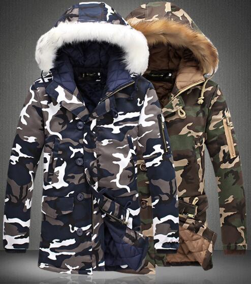 Winter men's long hooded Parkas camouflage thick warm cotton coat plus fertilizer Outerwear Parka jacket