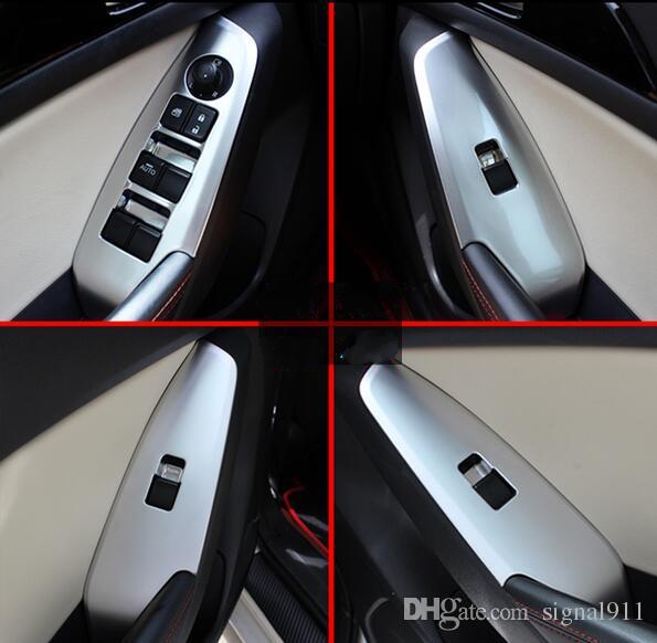 Haute qualité ABS chrome 4 pièces voiture porte lève-vitre interrupteur décoratif éraflure couverture, panneau de garde pour Mazda3 Axela 2014-20