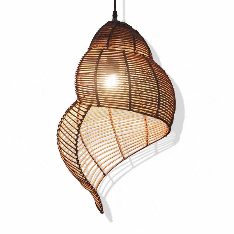 

Rattan Conch Bamboo Weaving LED Pendant Lamps Black pendant light Hanging Lamp Restaurant Coffee Bar home lighting Master PA0329