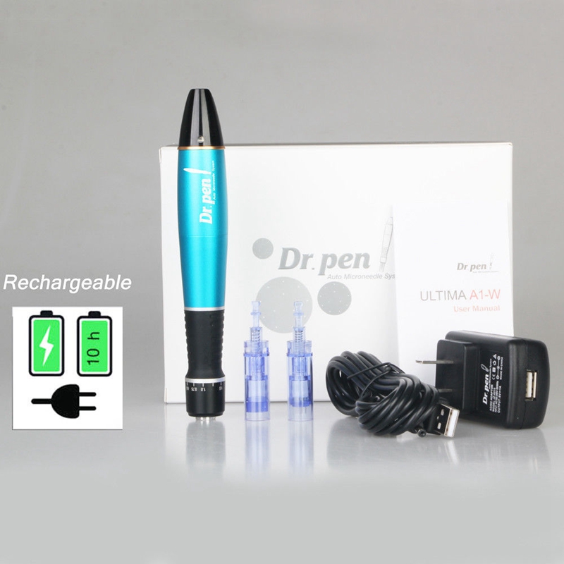 

Rechargeable MicroNeedle Dr Derma Pen Wireless A1-W with 12pcs 12pin Needle Cartridge Anti Aging Wrinkle Removal Skin Care Lifting