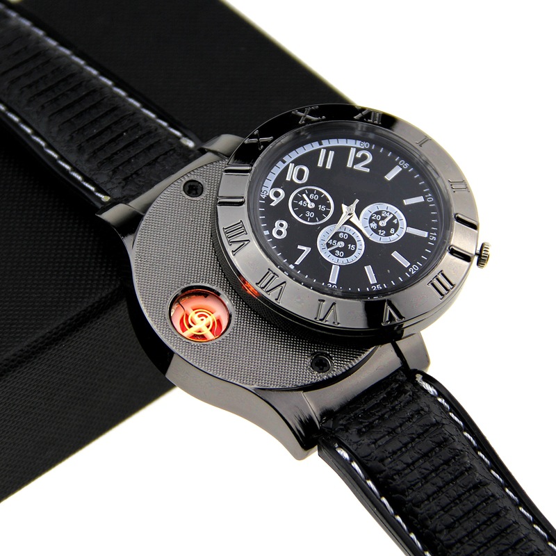 Watch charger r creative personality USB electronic cigarette lighter metal man wrist watch-image-424068575