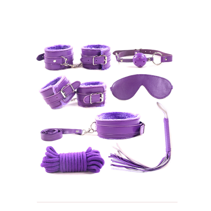 

7 Pcs/Set New Bondage Kit Fetish Restraint SM Bdsm Adult Toys for Couples Games Handcuff Gag Ball Nipple Clamps Whip Erotic Toy