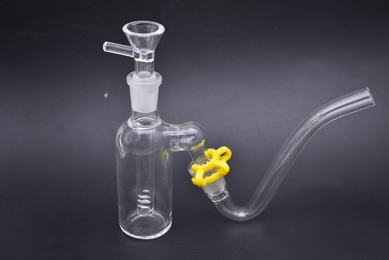 

45 Degree 14mm 4.5inch Mini Glass oil rig Bong Thick Pyrex Clear glass Bubbler Ash Catcher with tobacco smoking bowl