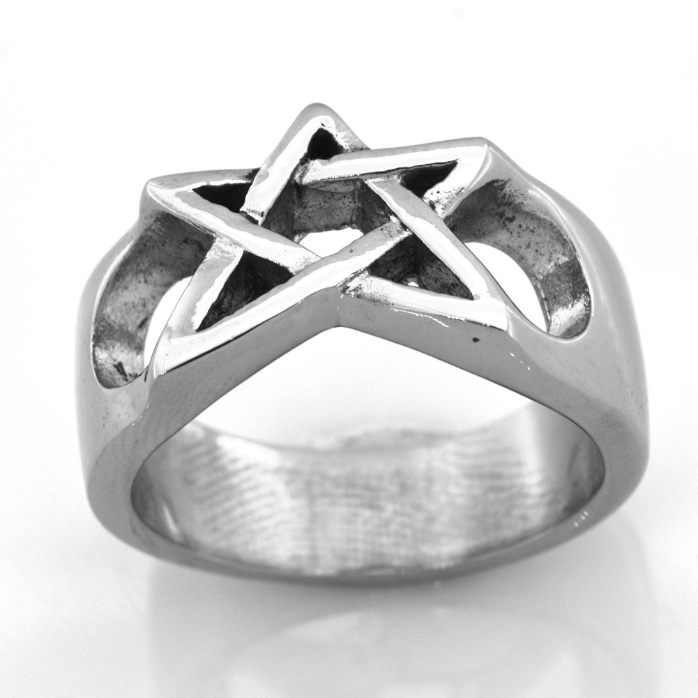 

FANSSTEEL STAINLESS STEEL JEWELRY VINTAGE PLAIN RING ive pointed Star Pentagram Ring GIFT FOR BROTHERS SISTERS FSR02W40