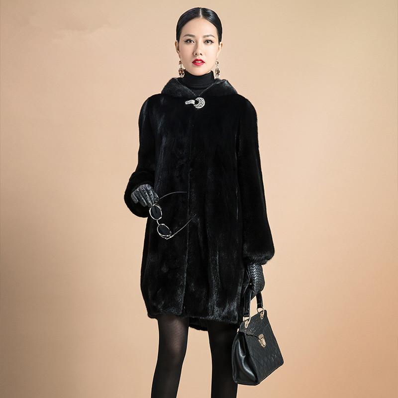 Fur Coat Female Outerwear Top Raccon Dog Fur Jacket With Fur Collar Long Design Women 2016 Winter Overcoat Thick Warm Size S-6XL