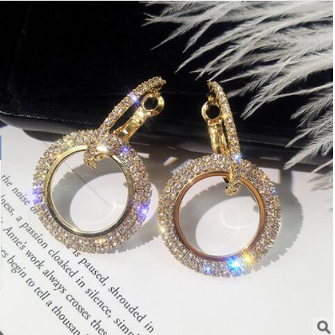 deisgner jewelry s925 sterling silver earrings for women circle crystal simple stud earrings hot fashion free of shipping