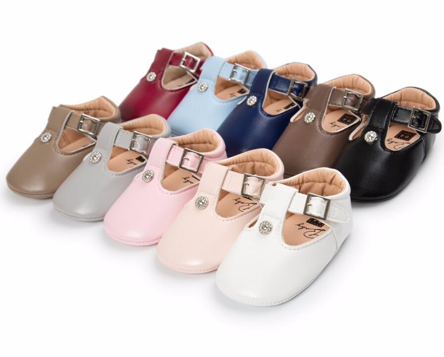 

2017 Autumn Newborn girls soft sole baby moccasins pu leather crib shoes first walkers Mary jane Princess Ballet Shoes, Pink