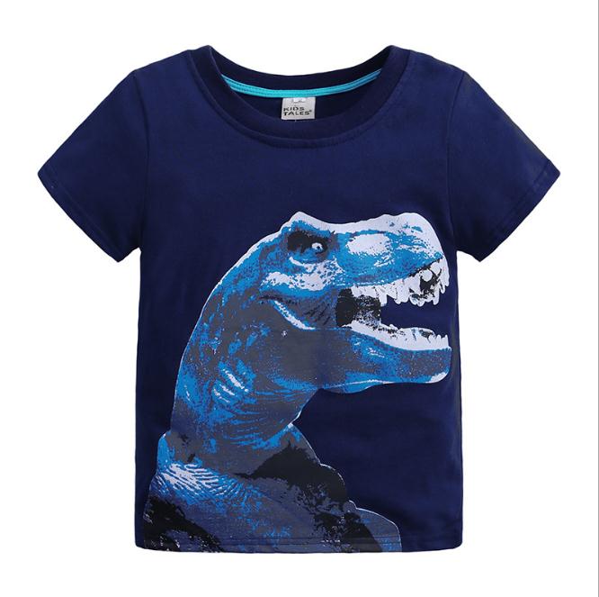 

Children Summer Clothing Baby Boy T Shirt Cotton Dinosaur Short Sleeve T-shirt Kid Boy Casual Sport T-shirt 1-6Y Shirts, Blue