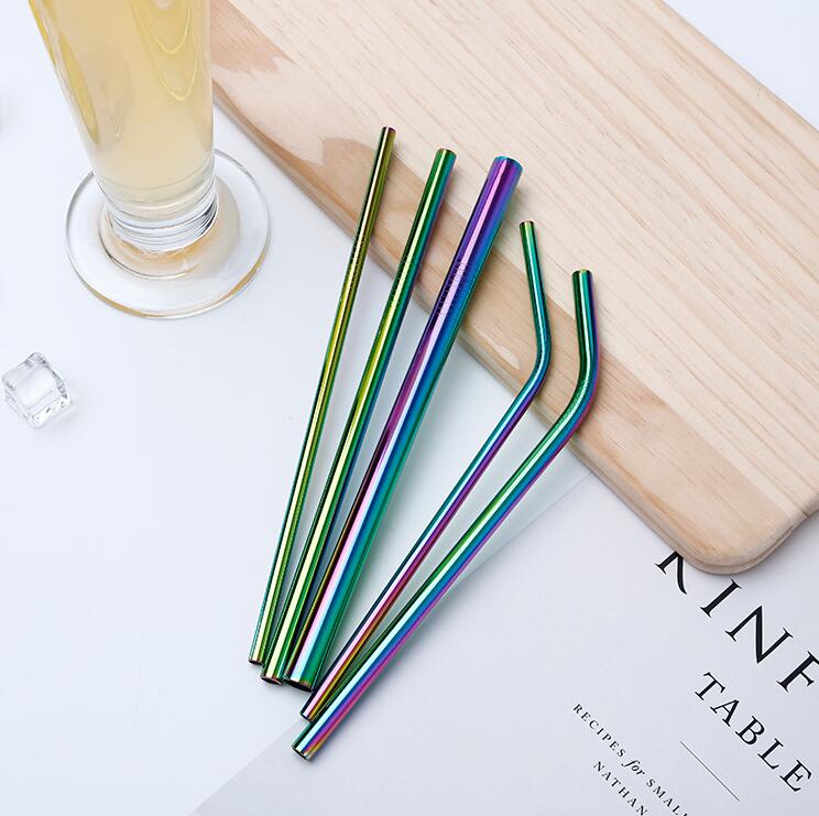 

More Size 304 Colorful Stainless Steel Straw Reusable Drinking Straw High Quality Bent Straight Metal Straw Cleaner Brush