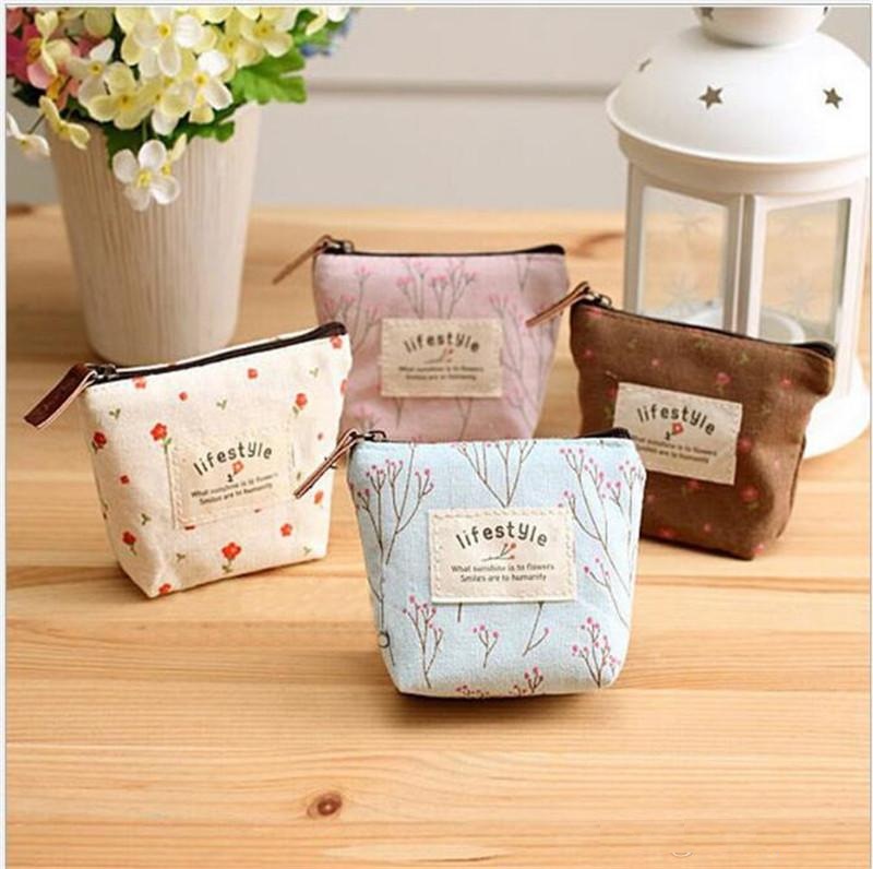 

New Korean Foral Printing Canvas coin purse Fresh Garden wind change pocket coin key small wallet organizer holder wallets cosmetic bag T385, Multicolor