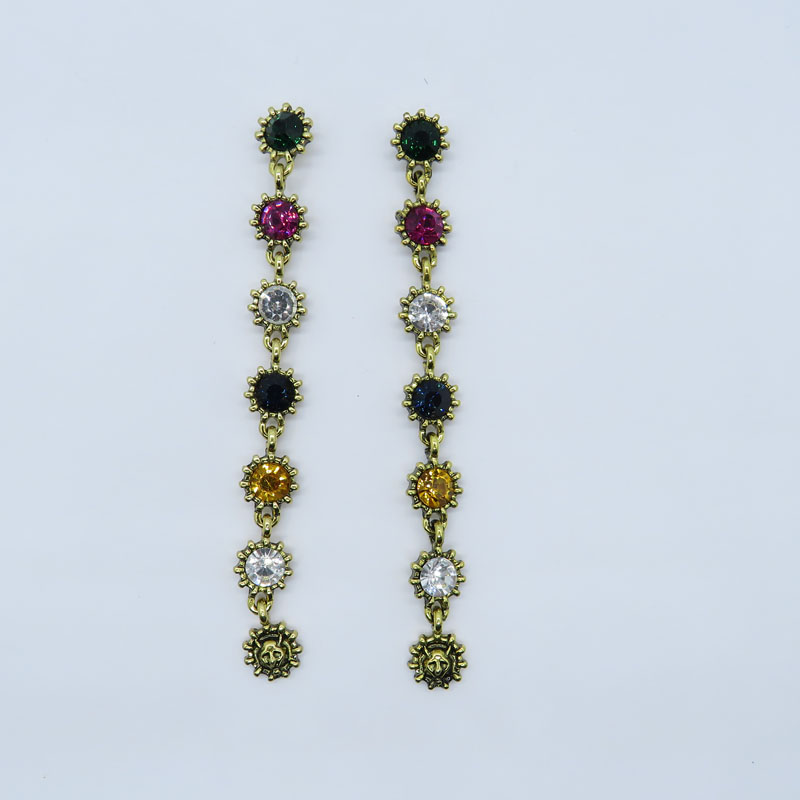 

Rongho Design Vintage colorful Crystal Leo head stud earrings for women Punk jewelry Gold rhinestone wedding pendant earring, Golden;silver