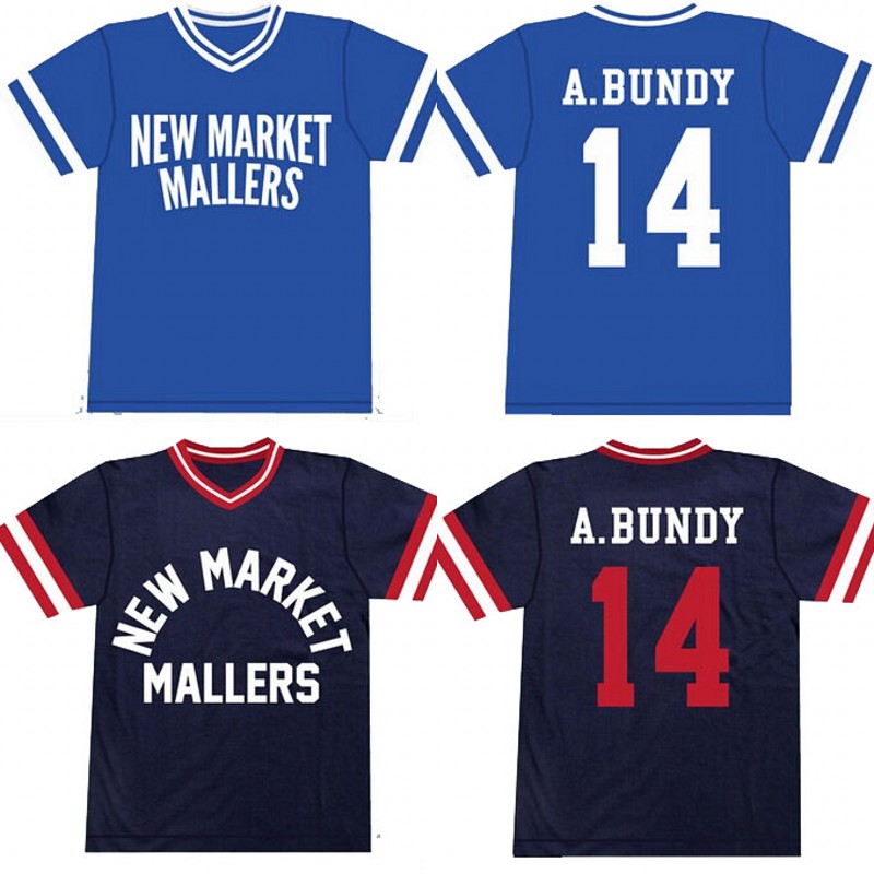 

#14 Al Bundy New Market Mallers Jersey 100% Stitched Embroidery Vintage Baseball Jerseys Custom Any Name Any Number Free Shipping, 14 navy