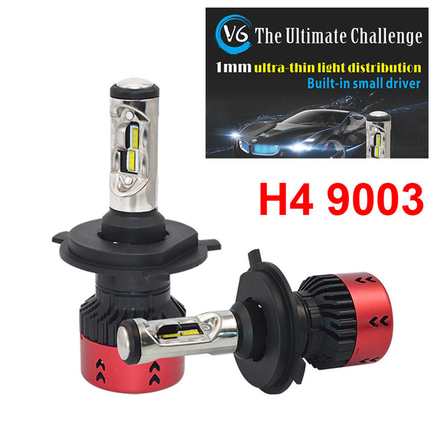 

1pair New Car H4 9006 V6 LED Headlight 70W 9600LM All-in-one FLIP Chips White 6000K H/L Built-in Smallest Driver Turbo Fan