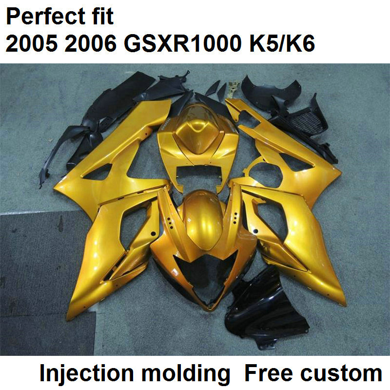 

Injection molding fairings for Suzuki GSXR1000 2005 2006 black gold motorcycle fairing kit GSXR1000 05 06 FD85, Same as picture