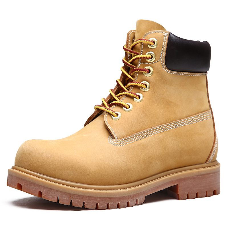 New Mens Genuine Leather Martin Boots Fashion Men Winter Shoes Work Shoes Non-Slip Yellow Ankle Boots Unisex Plus Size 45