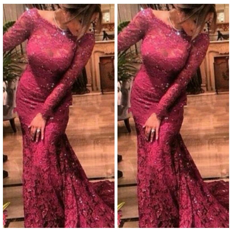 

Beautiful Full Lace Mermaid Burgundy Slim Prom Dress 2018 Arabic Mermaid Dubai Evening Party Gowns Custom Online Vestidos, Blue