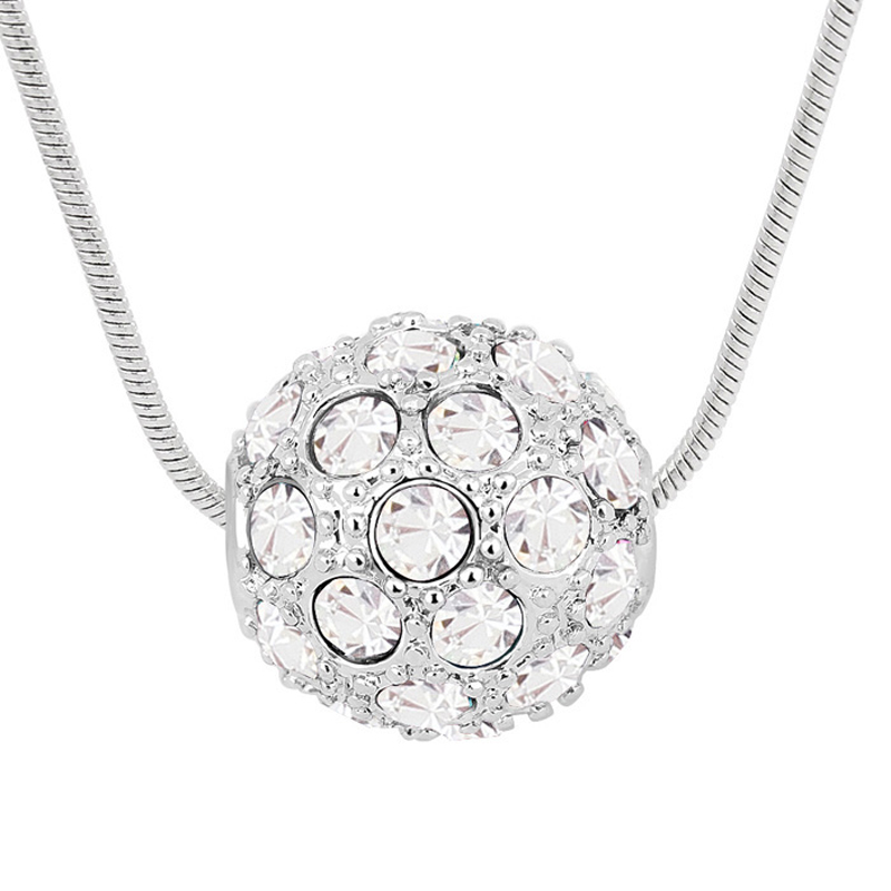 

High Quality White Gold Colorful Crystal Ball Pendants Crystal From Swarovski Statement Necklaces For Women Wedding Party Jewelry