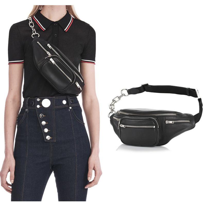 

Waist Bags Men Women Shoulder Bag Waistpacks Bags Sport Outdoor Packs Genuine Leather Classic Zipper Bags High Quality Unisex Crossbody Bag, Black