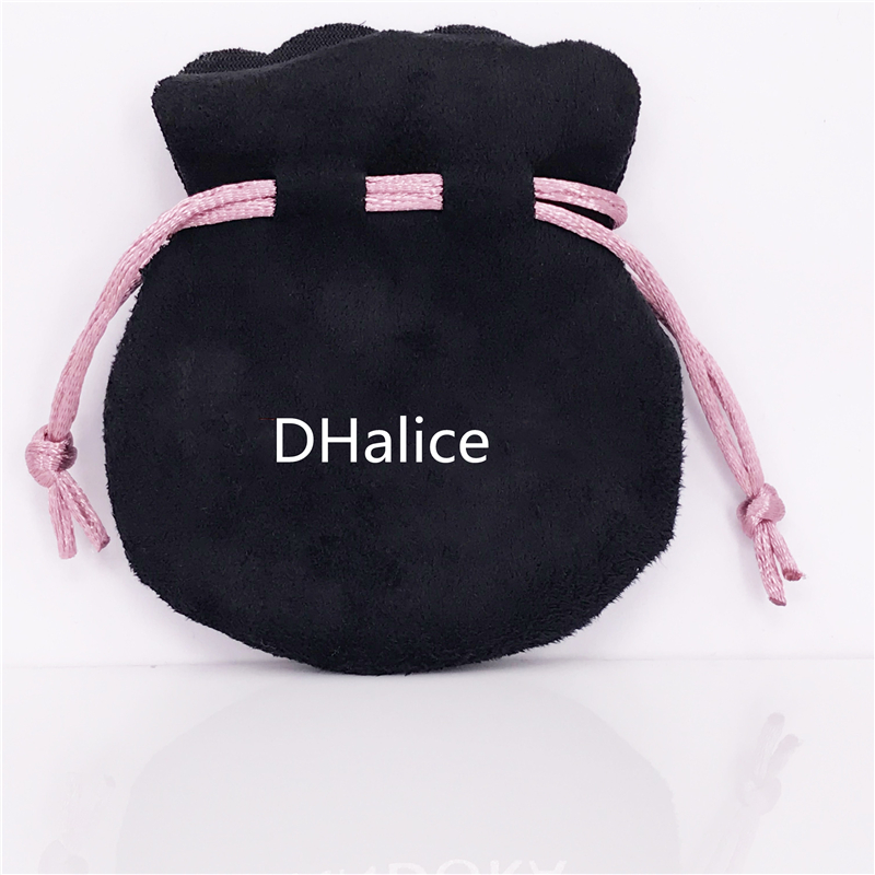 

Wholesale Jewelry Pink Ribbon Black Velvet Pouches Bags Suit For European Brand Beads and Charms Jewelry