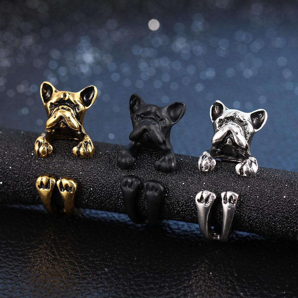 

Fashion Adjustable Rings Puppy Dog Pet Ring Animal Vintage Wrap Ring