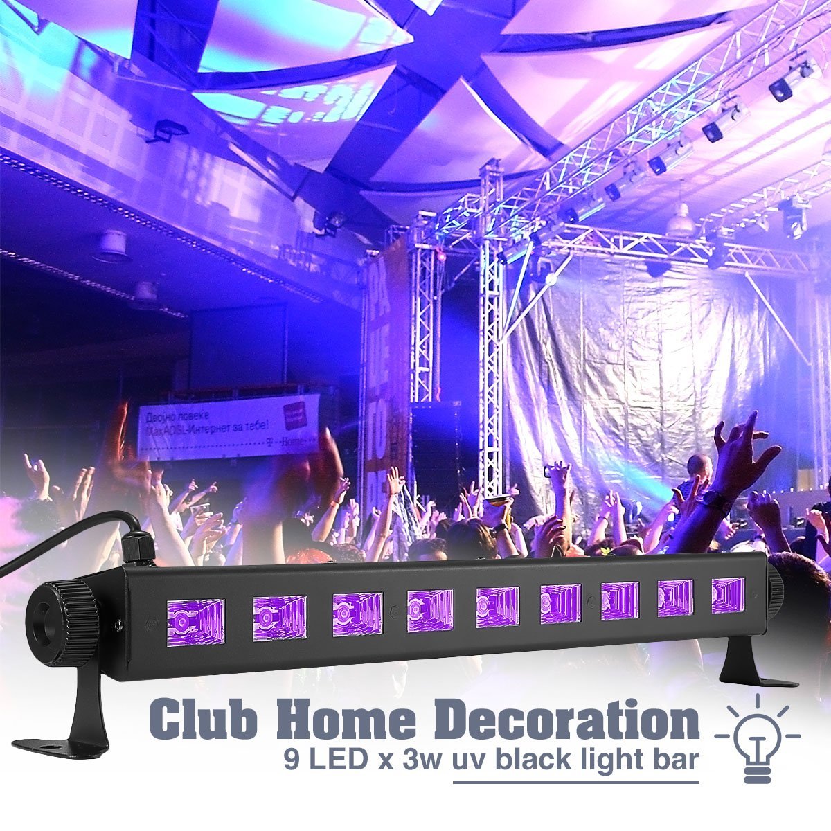 

OPPS UV LED Bar with 9LED Black Light, Metallic Housing DJ Party Club Halloween Home Decoration