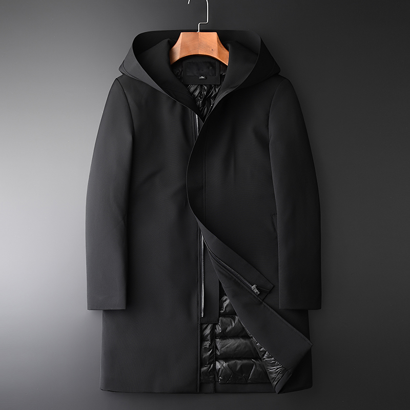 Minglu Mid Long Hooded Down Coat Male Hight Quality Slim Fit Casual Thick Duck Down Jacket Men Jacket Mens Winter
