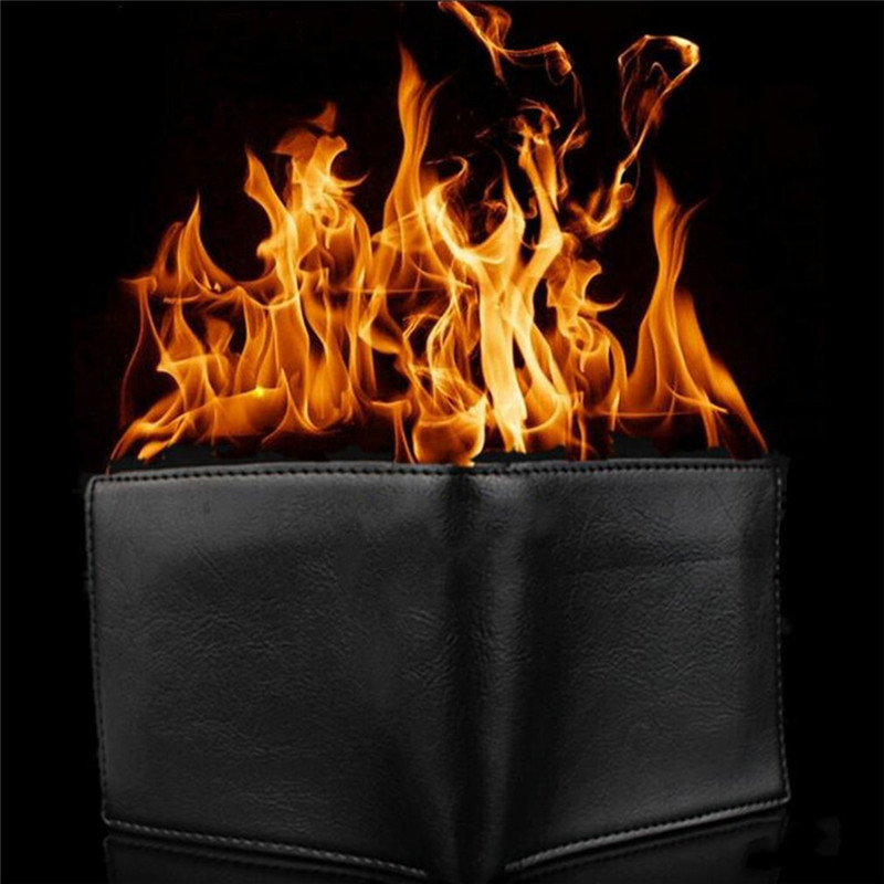 

Novelty Magic Trick Flame Fire Wallet Big flame Magician Trick Wallet Stage Street Show Fashion Rubber Bifold Wallet Funny