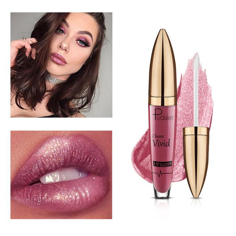 

PUDAIER Glitter diamond lipstick 18 Colors matte Lip Gloss Cosmetics Long Lasting Sexy Red Nude makeup, As picture
