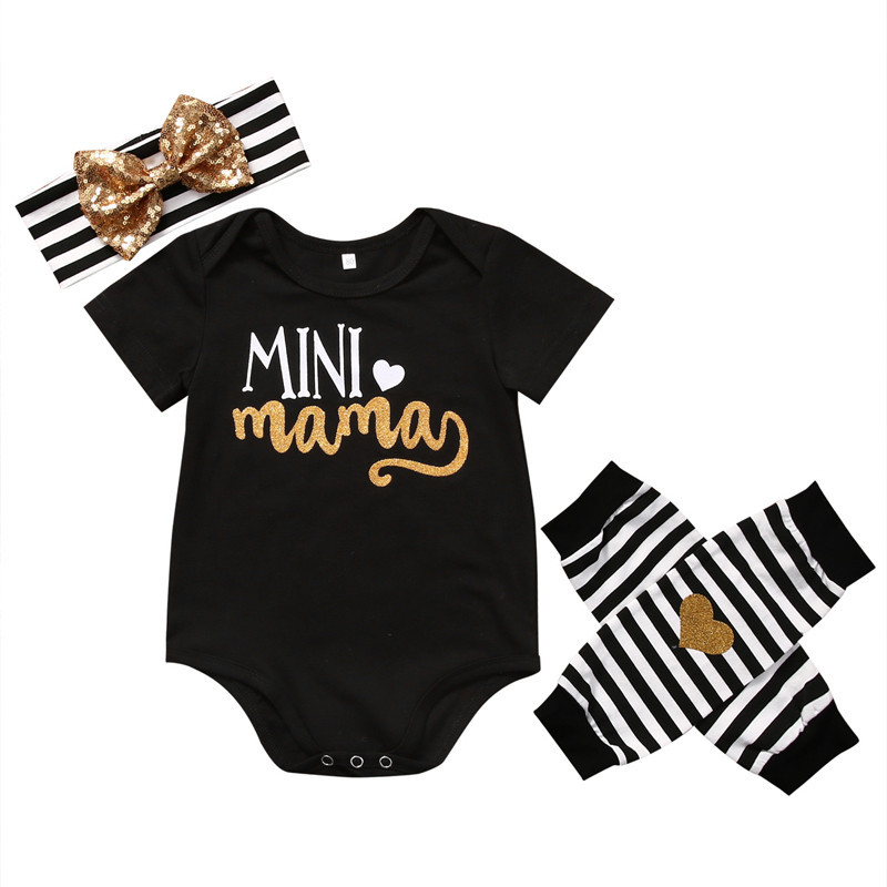 

Hot sale newborn infant kids baby girl 1pcs romper +2pcs leg warmer+1pcs headband clothes 4pcs/set outfits suit, As picture
