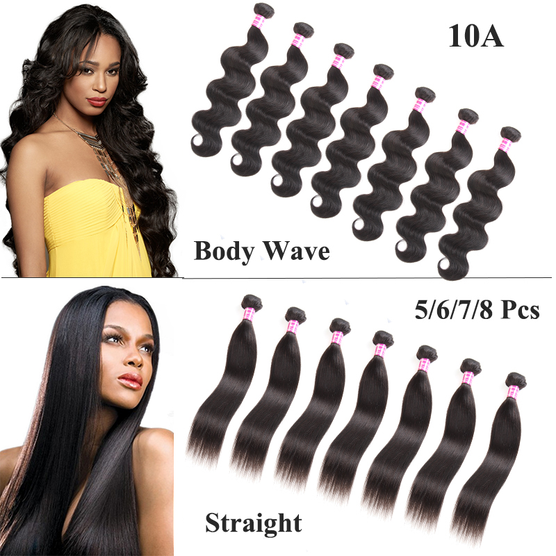 

Grade 10a Unprocessed Remy Human Hair Weaves Peruvian Brazilian Body Wave And Straight Human Hair Extensions Natural Color 5/6/7/8 Bundles, Peruvian hair