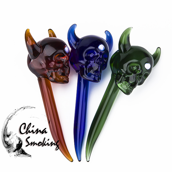 

Glass Dabble Skull Bullfighting 90mm&150mm Wax Dab Tool Colorful Thick Pyrex Dabber Tools For Quartz Banger Nails Dab Rigs