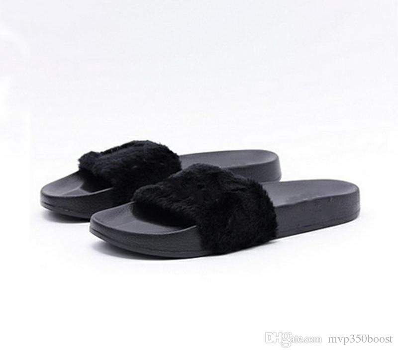 

Leadcat Fenty Rihanna Shoes Women Slippers Indoor Sandals Girls Fashion Scuffs Pink Black White Grey Fur Slides Without Box High Quality