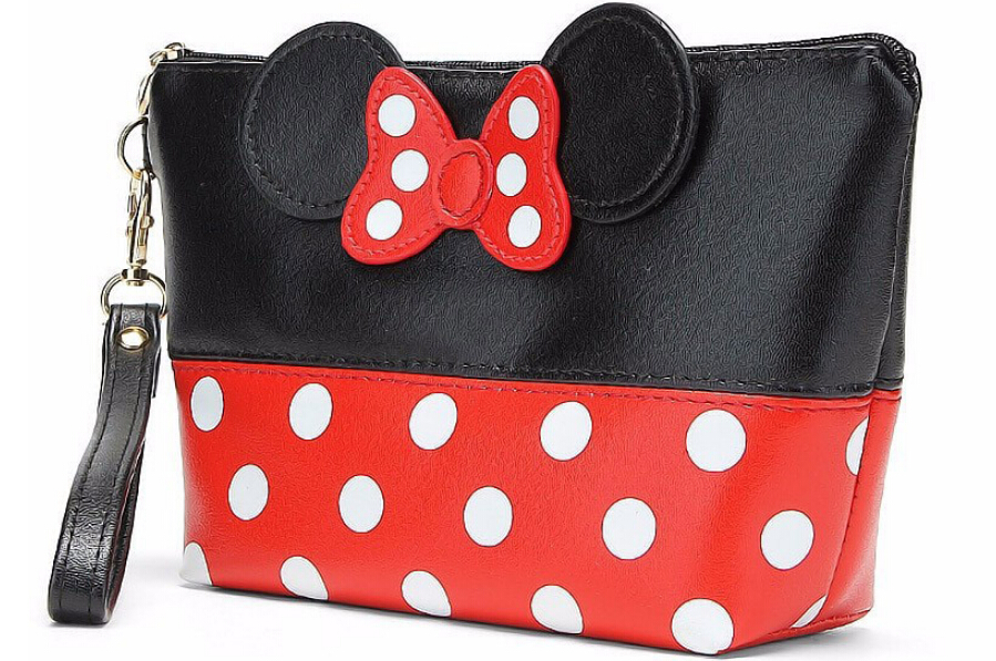 Cartoon Bow Makeup Travel Cosmetic Bag Case Women Zipper Hand Holding Make Up Handbag Organizer Storage Pouch Toiletry Wash Bags