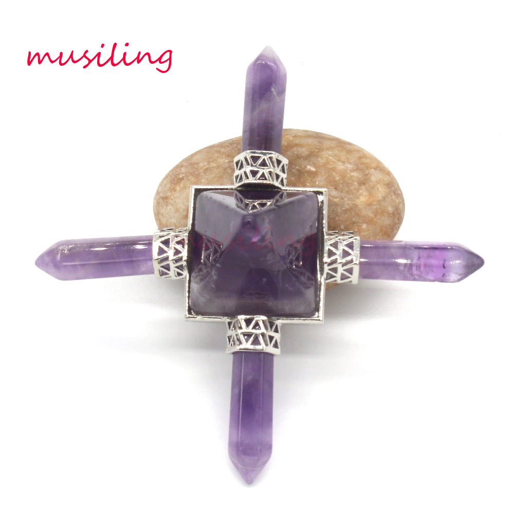 

Energy Transmitter Magic Wand Tower Chakra Hexagon Prism Natural Gem Stone Pendant Charms Healing Amulet Jewelry