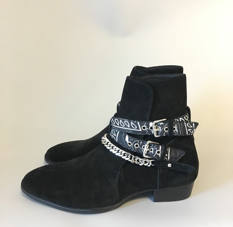 

top quality handmade black A R Harry slp England dress denim men Chelsea boots genuine leather Ribbon buckle strap luxury handmade boots