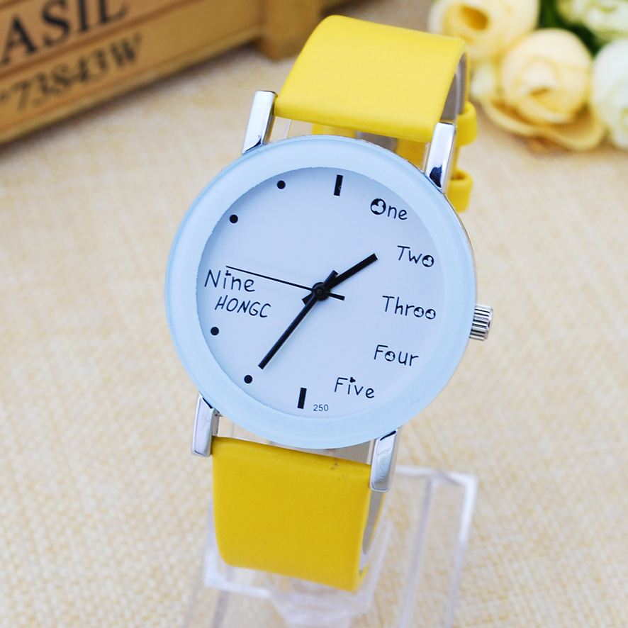 Mode simple montre anglaise enfants étudiants fille bracelet en cuir montre-bracelet cadeau scolaire
