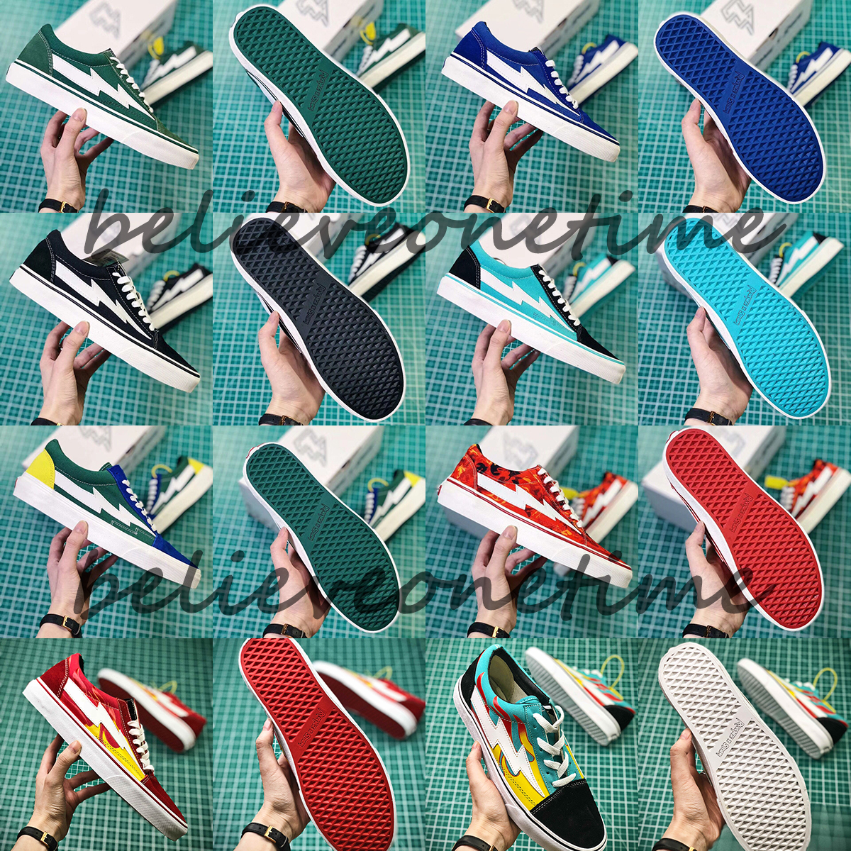 

2018 Revenge Storm Old Skool Green Blue Black Red Yellow Mens Women Canvas Shoes Kendall Jenner Ian Connor Skate Sneakers With Box