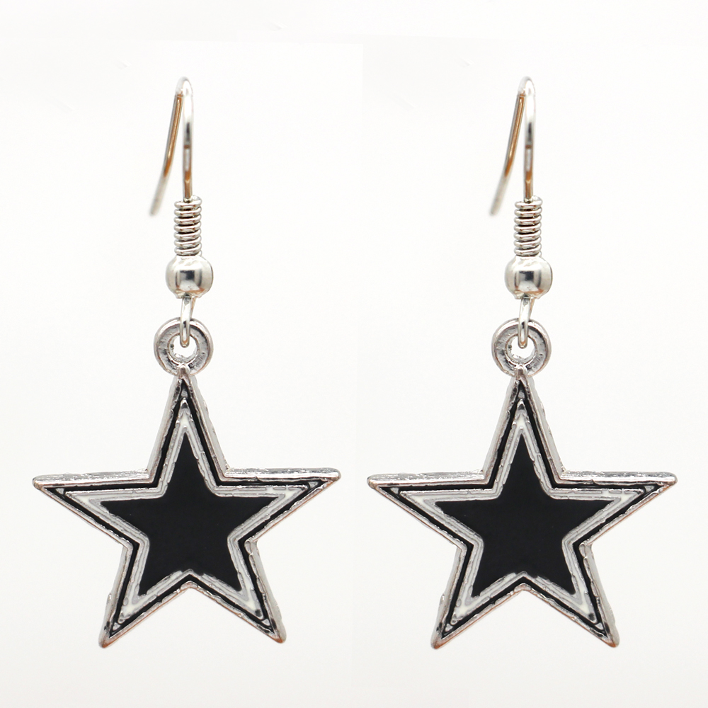 

Fashion latest design sports series five-pointed star earrings Europe and the United States fashion charm jewelry wholesale, Silver