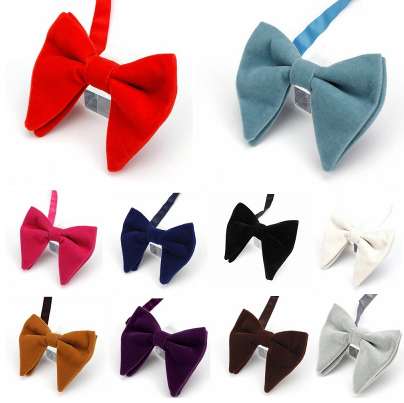 

New Men Solid Color Velvet Oversized Bowtie Wedding Party Tuxedo Business Fashion Adjustable Bow Tie XLZ9093