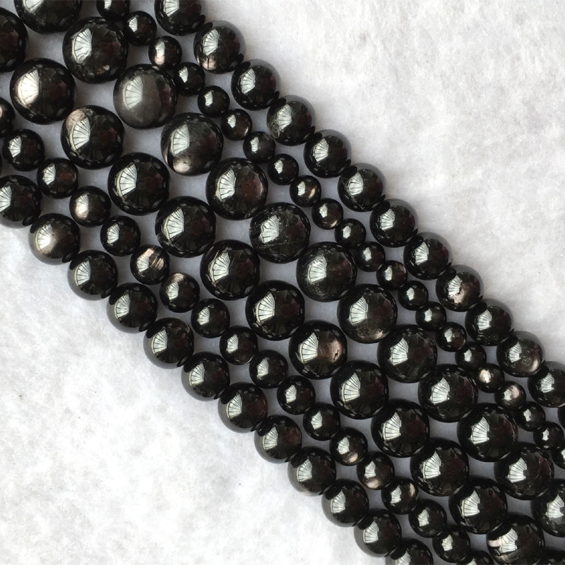 High Quality Natural Genuine Black Hypersthene Round Loose Stone Jewelry Gemstones Beads 4-12mm 15.5&quot; 05654-image-187351452