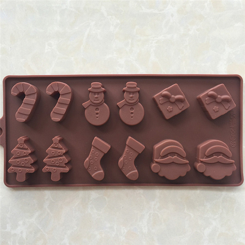 

CORATED Silicone Cake And Chocolate Molds Christmas Tree Wand Sock Snowman DIY Baking Mould Bing Gemo